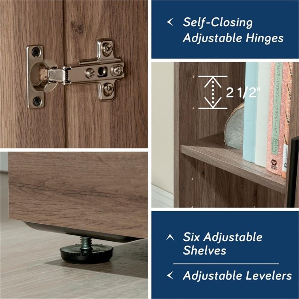 Sauder HomePlus Multi-Room Storage Cabinet with Adjustable Shelves and Door Positioning, Kitchen Laundry Bathroom Pantry Storage Cabinet, in Salt Oak Finish