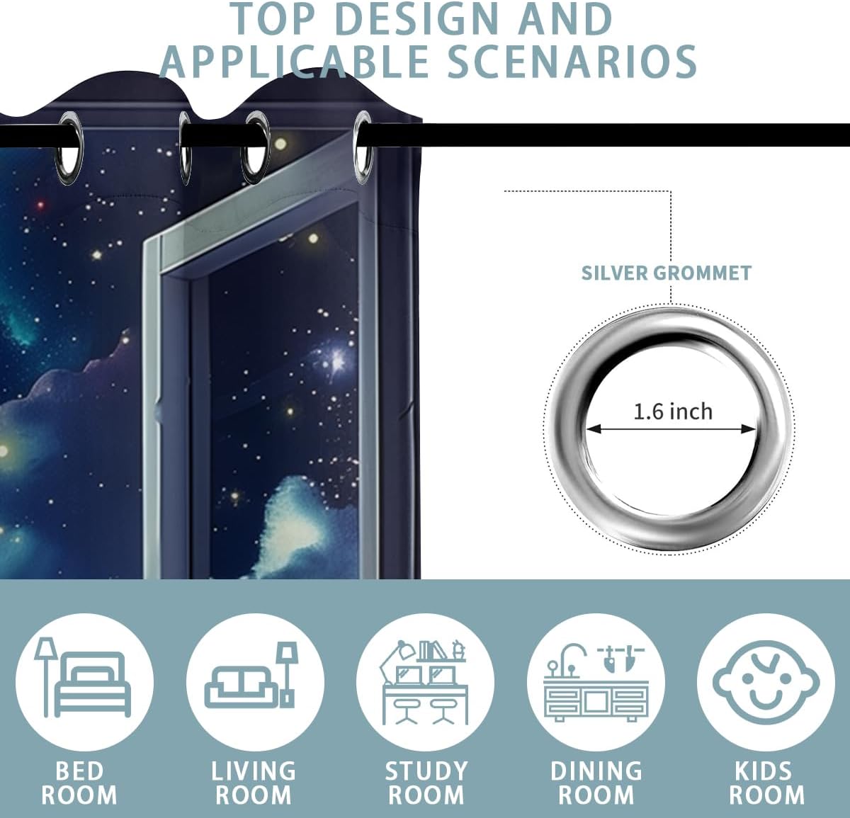 Space Galaxy Blackout Curtains for Girls Boys Kids Home Decor, Universe Nebula Galaxies Solar Planet Grommet Thermal Insulated Drapes Darkening Window Curtain for Bedroom Living Room, 63 x 63 Inch