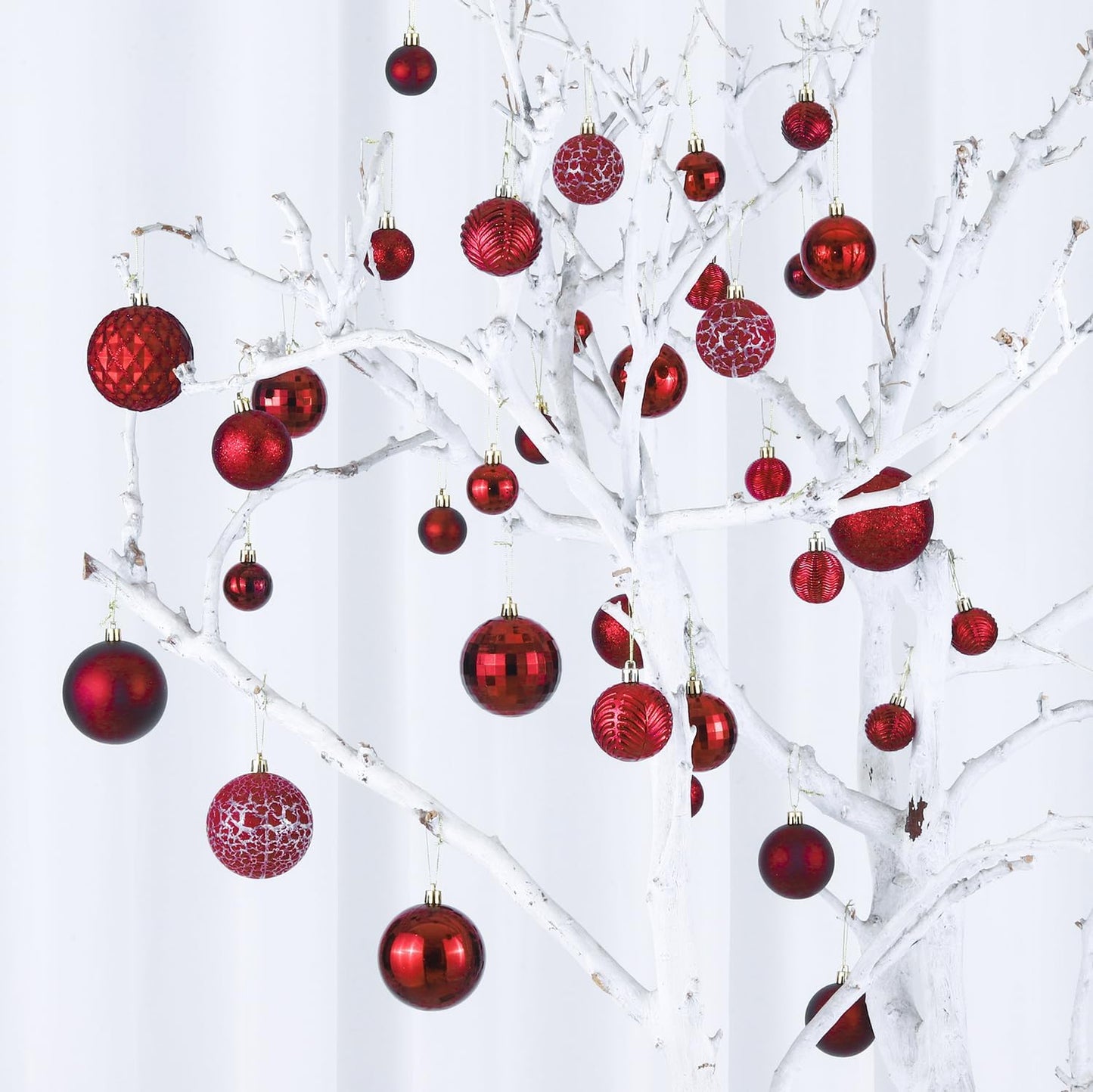 LANGXUN 36pcs Wine Red Christmas Tree Decorations Balls, Bolas De Navidad, 2025 Christmas Decor, Indoor Outdoor Shatterproof Christmas Ornaments, Xmars Party Wedding Suppiles