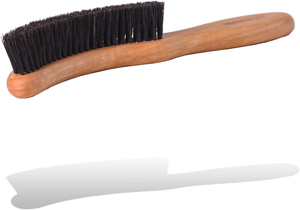 Valentino Garemi Traditional Hat Cleaning Brush | Remove Dust, Dry Stains, Rain Spots, Sweat Marks, Pet or Human Hair | Genuine Boar Hair Made in Germany (Black Bristles)