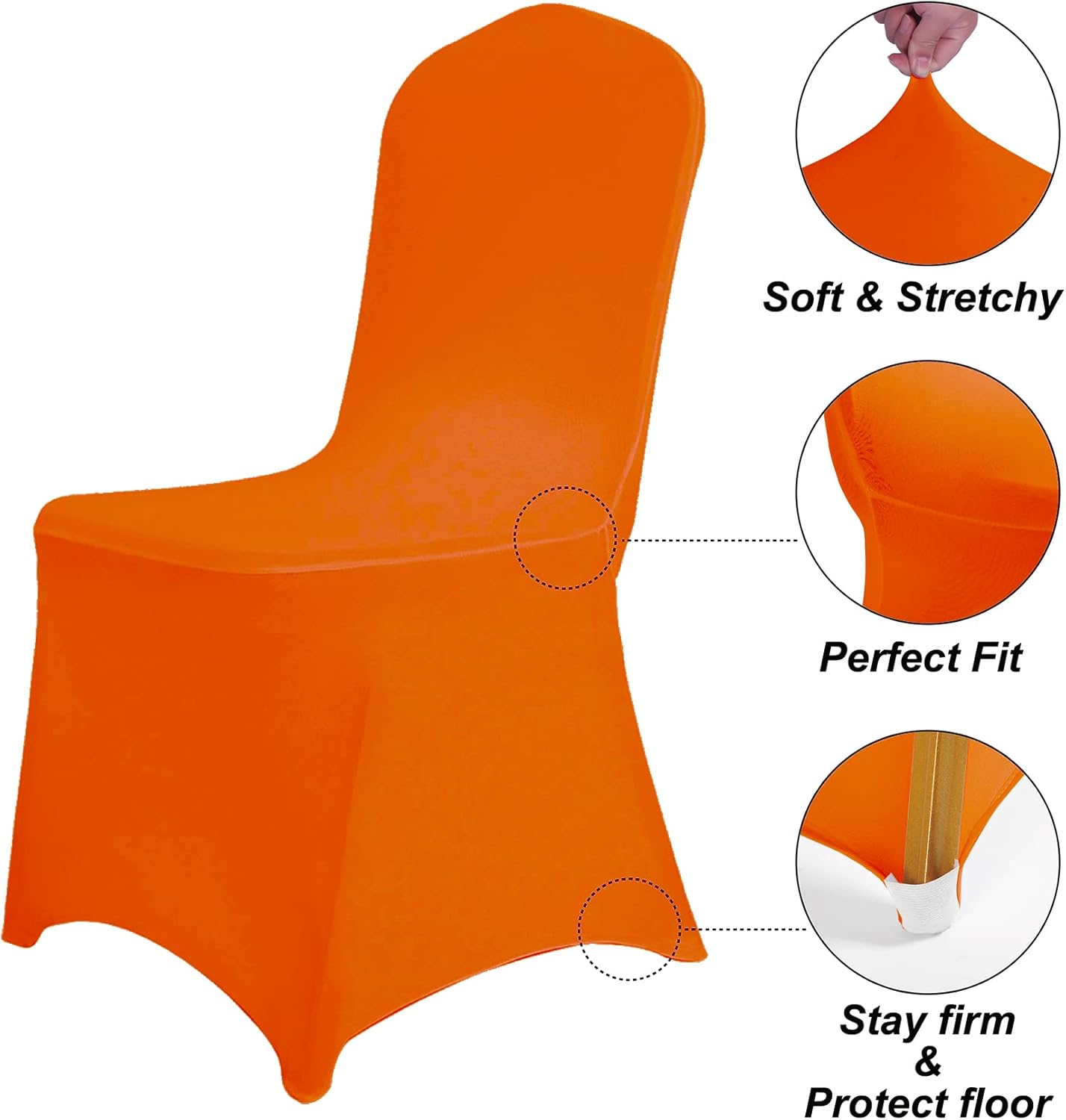 SUPERO Orange Chair Cover, 12PCS Stretch Spandex Waterproof Protector, Universal Furniture Cover for Dining, Party, Wedding Event, Hotel, Outdoor