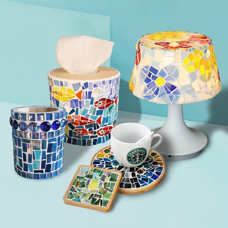 1.1 LB Irregular Crystal Mosaic Tiles,Small Particle Color Decal Crystal Glass Tile DIY Hobbies Children Handmade Crystal Craft for DIY Handmade Decorative Materials (White Series)