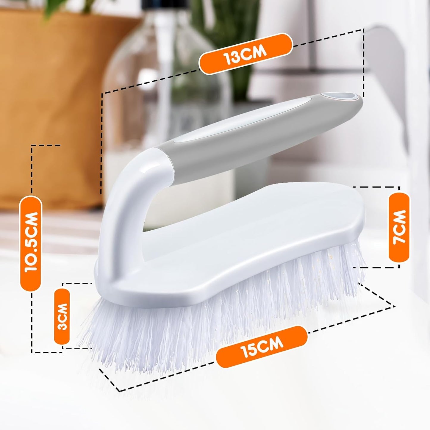Lallisa 12 Pcs Scrub Brush for Cleaning with Handle Comfortable to Grip Heavy-Duty Flexible Stiff Bristles Scrubber Brushes Bulk for Shower Bathroom Carpet Kitchen Floor Tiles (Gray)