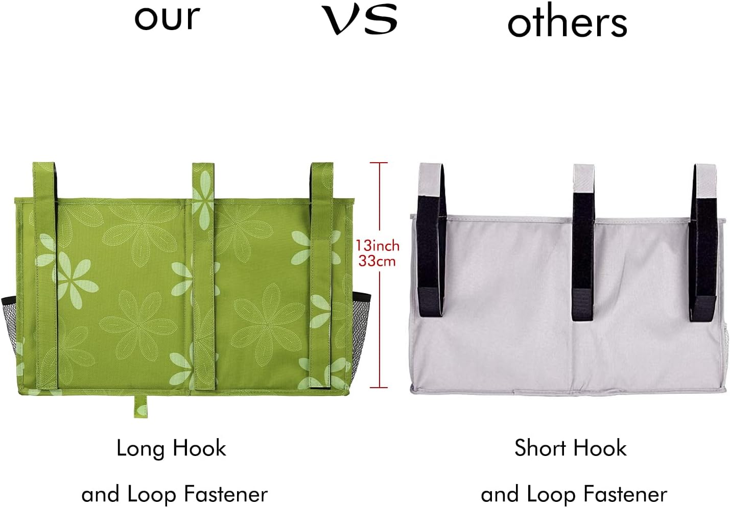 Surblue Caddy Hanging Organizer Bedside Storage Bag for Bunk and Hospital Beds, Flower, L