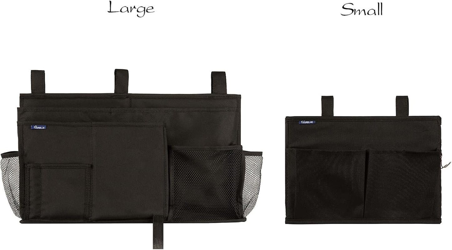 Surblue Caddy Hanging Organizer Bedside Storage Bag for Bunk and Hospital Beds, Black, Small