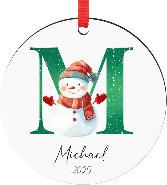 Personalized Christmas Ornaments 2025, Custom Name Initial A-Z Monogram Wood Custom Christmas Ornament for Kids Boys Girls, Customized Letter Name Ornaments for Christmas Tree Decorations