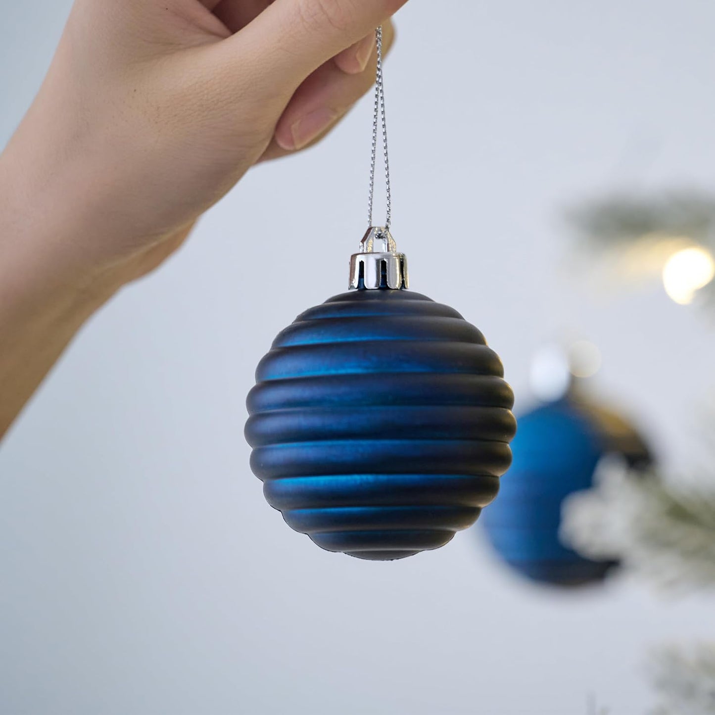 Valery Madelyn Christmas Ornaments Tree Decorations Set for Fall Halloween, 24ct Navy Blue Shatterproof Ball Ornaments, 2.36" Hanging Ornament Bulk for Xmas Holiday Party Decor