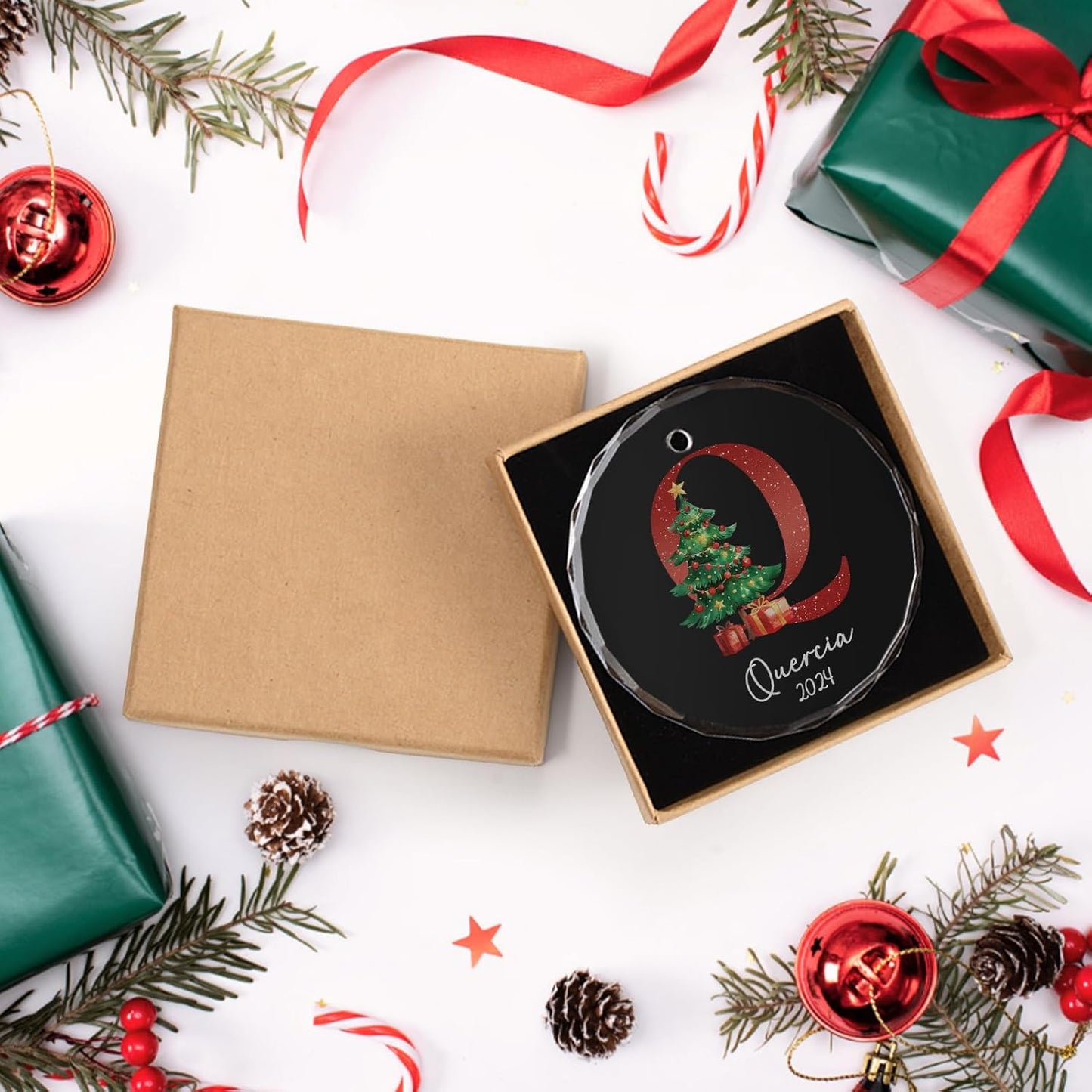 Personalized Christmas Ornaments with Initial Name, Acrylic Custom Monogram Initial A-Z Christmas Ornament 2025 for Kids Family Friends, Customized Letter Name Ornaments for Christmas Tree Decorations