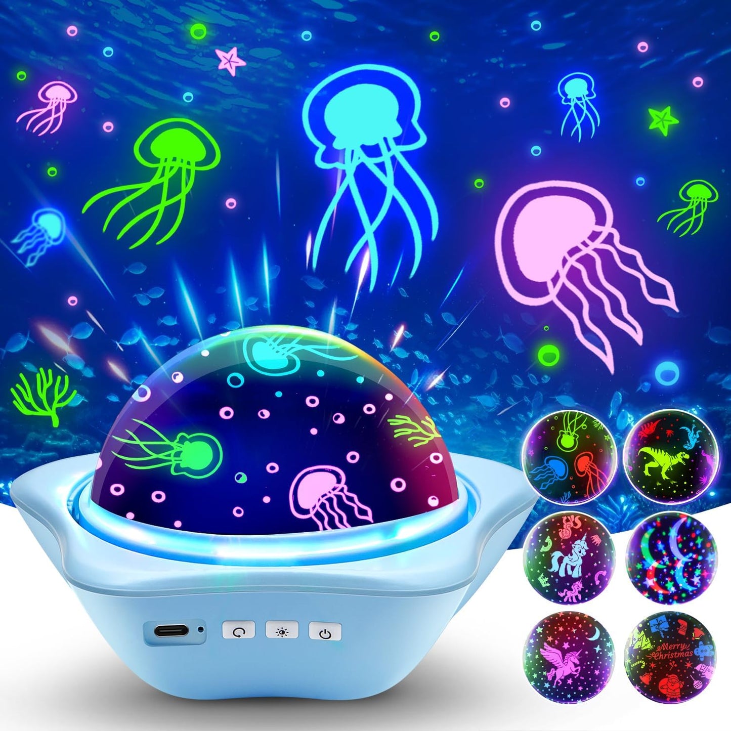 Jellyfish Baby Night Light Projector, Dinosaur+Jellyfish+Unicorn Night Light Projector, 96 Projection Options+USB Rechargeable Baby Sleeping Toys Baby Gifts,Jellyfish Lamp Baby Toys Baby Gifts Newborn