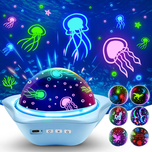 Jellyfish Baby Night Light Projector, Dinosaur+Jellyfish+Unicorn Night Light Projector, 96 Projection Options+USB Rechargeable Baby Sleeping Toys Baby Gifts,Jellyfish Lamp Baby Toys Baby Gifts Newborn