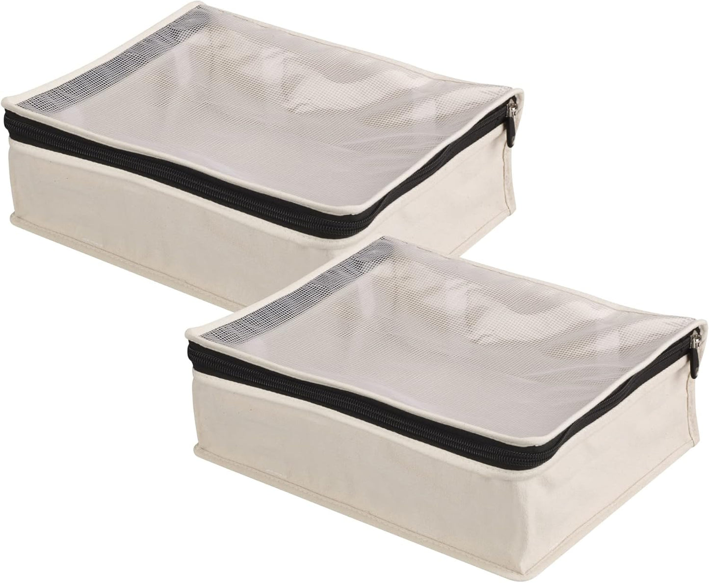 Household Essentials 3321-1 Cedarline Natural Cotton Canvas Zippered Sweater Bag | Storage Bag for Closets and Under the Bed | 2-Pack