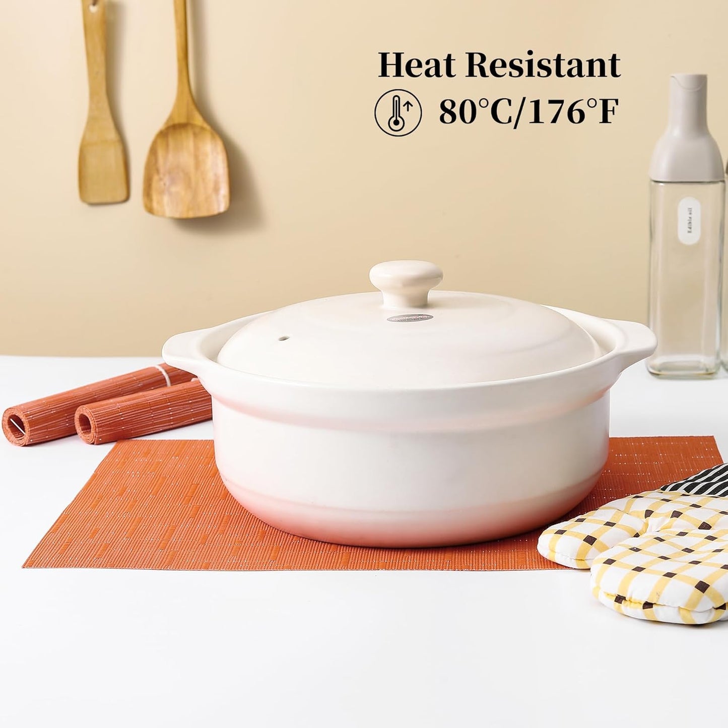 Leetaltree Orange Placemats Set of 8 - Heat Resistant Non-Slip Place mats for Dining Table, Washable Durable PVC Vinyl Woven Table Mats（Orange, 8）