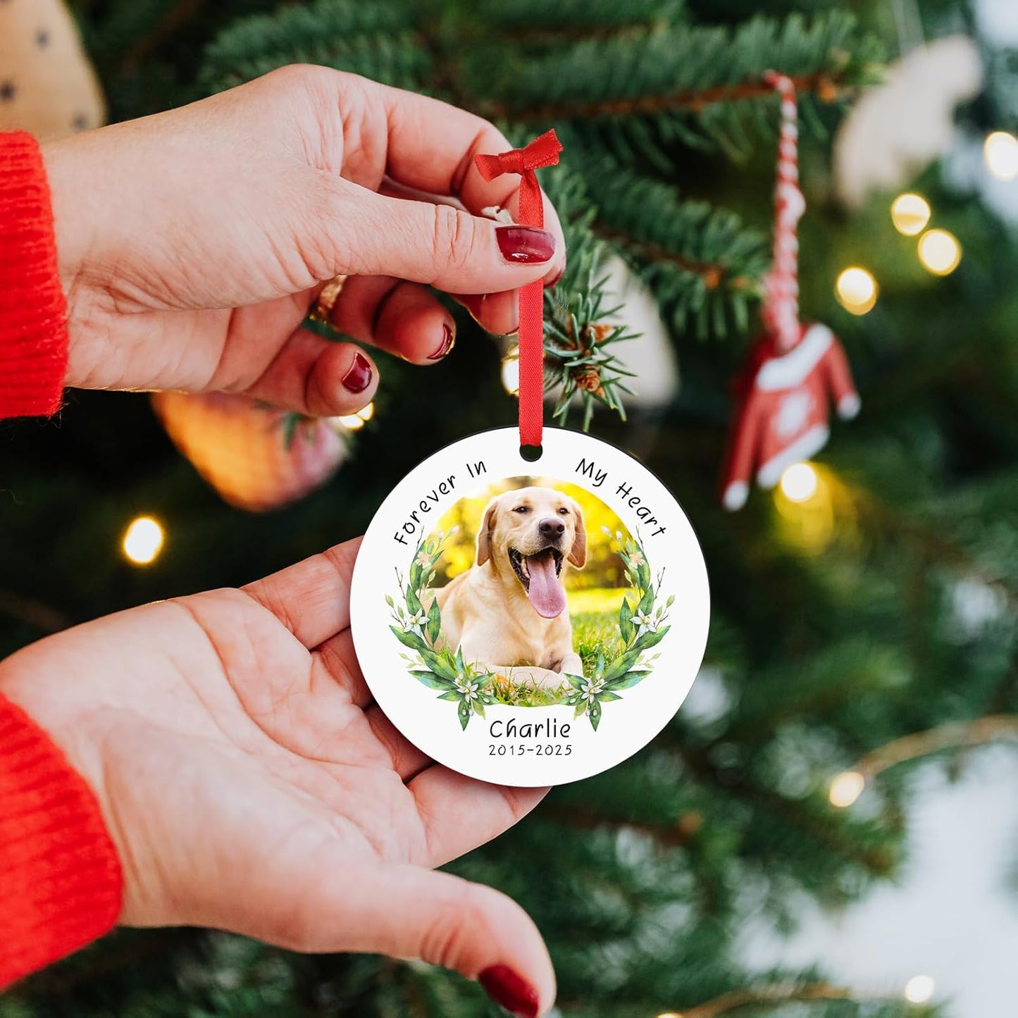 Personalized Christmas Ornaments 2025 Pet Memorial Gifts for Christmas Tree Custom Dogs Picture Photo Name Ornament Customized Cat Pet Xmas Decoration Gifts