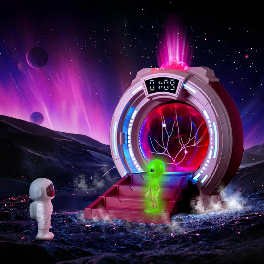 Plasma Ball Night Light,Space Girl's Room Party Aurora Projector LED Alien Veins Lamp,White Noise,Clock,Remote Control,Bluetooth Speaker,Adults,Kids' Room Decor Lamps,Christmas,Birthday Gift(Pink)