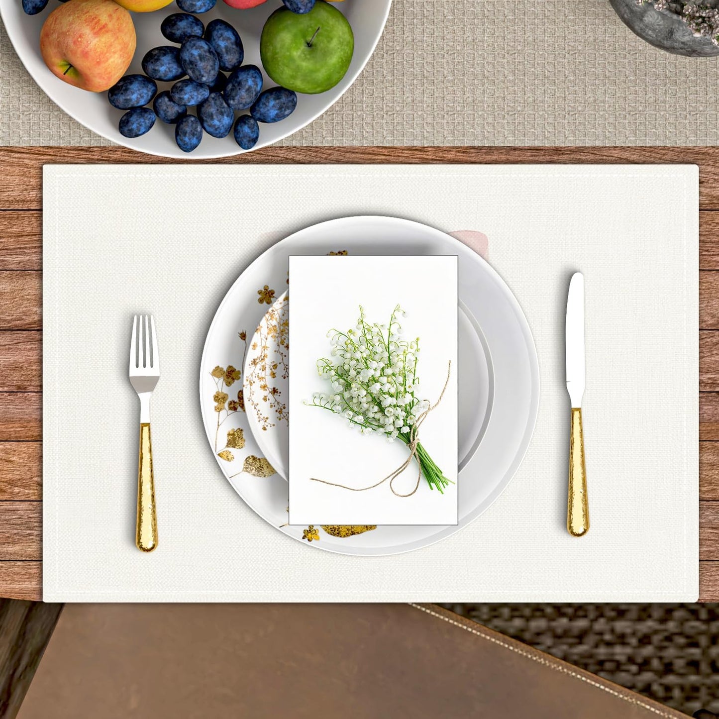 Pink Bow Placemats Set of 4, Table Mat for Home Kitchen, Restaurants, Outdoor Linen Washable Place Mats 12x18 inch Party Event Dining Decoration-05