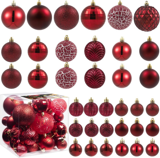LANGXUN 36pcs Wine Red Christmas Tree Decorations Balls, Bolas De Navidad, 2025 Christmas Decor, Indoor Outdoor Shatterproof Christmas Ornaments, Xmars Party Wedding Suppiles