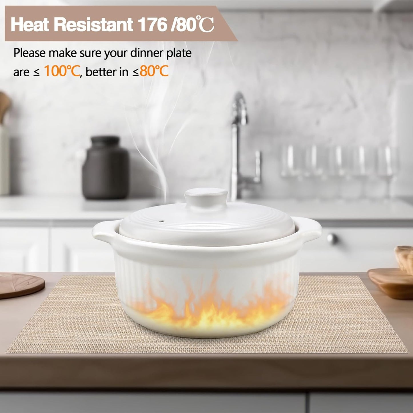 Placemats Set of 6 - Easy Clean Washable Vinyl Placemats - Wipeable Heat Resistant Table Mats for Dining Table - 17.7x11.8 Inch (6, Beige)