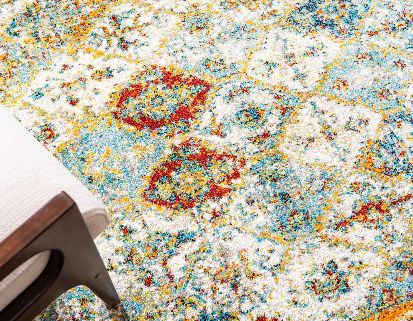 Unique Loom Rosso Collection Vintage, Traditional, Bohemian, Geometric, Distressed, Southwestern Area Rug, 8' 0" x 10' 0", Beige/Orange